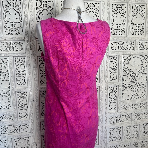 Vintage Kim Rogers Linen Blend Pink Paisley Floral Shift Style Dress Sz Small - Picture 5 of 6